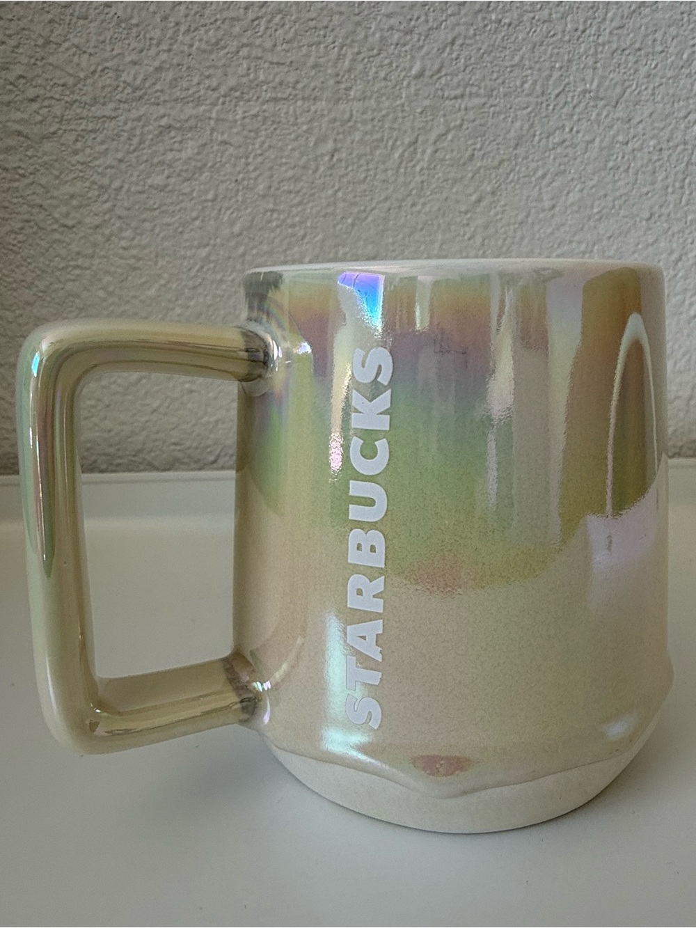 Starbucks Iridescent Pearl Ceramic Mug 12oz Oil Slick Rainbow Coffee Cup